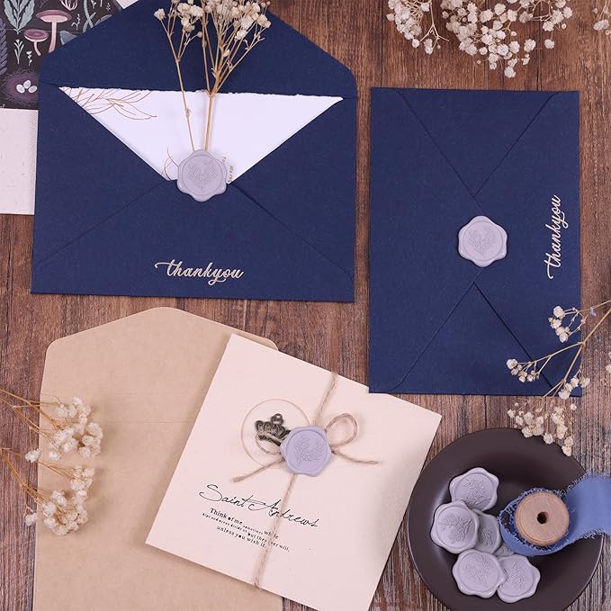 UNIQOOO Wax Seal Stickers - Eucalyptus Wedding Invitation Envelope Seal Stickers, 50 Pcs Self- Adhesive Mauve Stickers, Perfect for Invitation, Christmas, Gift Wrapping, Party