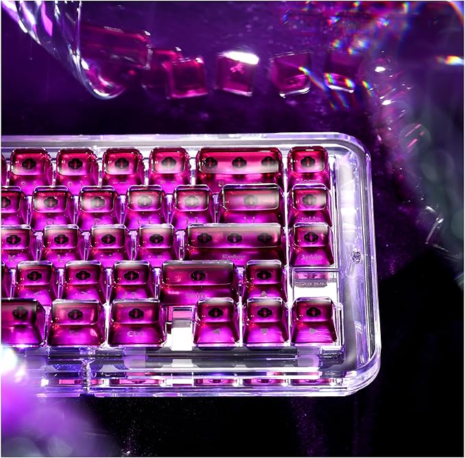 OHY XVX Jelly R2 Side-Printed Translucent MDA Profile Keycap Set, 122 Keys Double Shot PC+ABS Keycaps for MX Switches & ANSI Layout Mechanical Keyboards-Purple