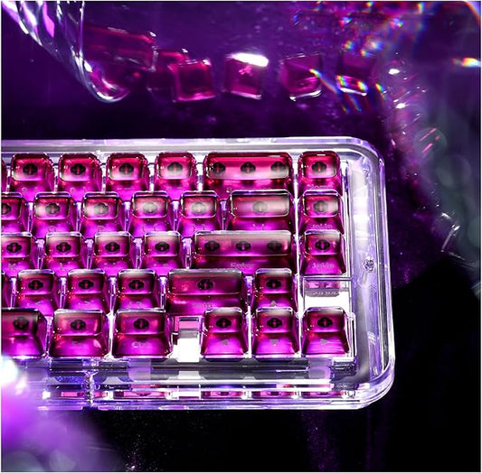 OHY XVX Jelly R2 Side-Printed Translucent MDA Profile Keycap Set, 122 Keys Double Shot PC+ABS Keycaps for MX Switches & ANSI Layout Mechanical Keyboards-Purple