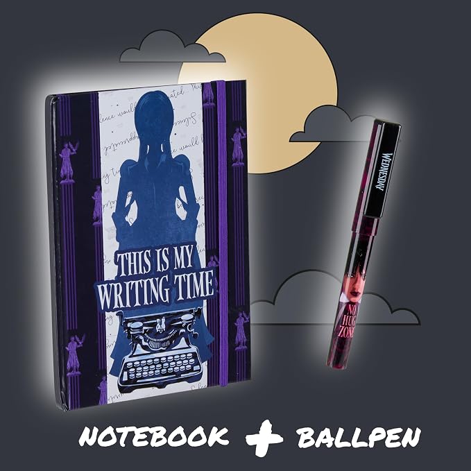Wednesday A5 Notebook and Ballpoint Pen Set for Girls Teens Journal School Supplies Lined Notepad Cute Stationery Set Writing Kit Gifts for Girls
