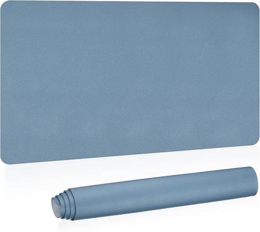 Patikil 35"x17" Desk Mat - Waterproof PU Leather Desk Pad - Dual-Sided Grey Blue