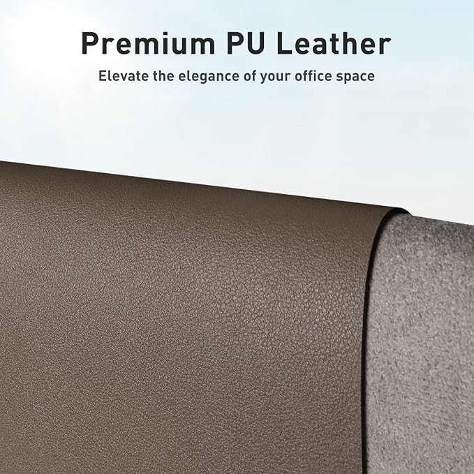 Aothia Faux Leather Desk Mat - Large Mouse Pad, Non-Slip PU Leather Blotter, Waterproof Writing Surface for Office and Home (Coffee 55" x 24")