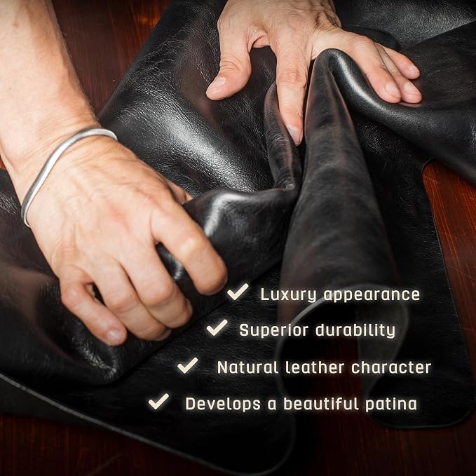 Premium Leather Desk Mat, Full Grain Leather Desk Pad Protector & Desk Blotter, Waterproof Non-Slip Writing Surface for Keyboard, Mouse & Laptop, Desk Pad for Home & Office (Onix, Small)