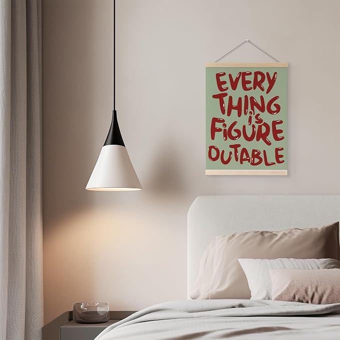 YQDEJ Everything is Figureoutable Red and Green Inspirational Wall Art Poster Hanger Frame, Positive Affirmations Christmas Wall Decor, Motivational Wall Art for Home Office Classroom, 12x16 Inch