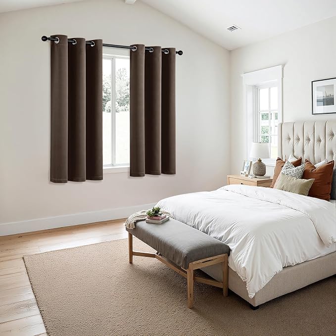 MIULEE Blackout Curtains for Bedroom Living Room 2 Panels, Thermal Insulated Room Darkening Drapes Grommet Noise Reducing Light Blocking Window Treatments 54 Inches Long 40x54 Inch Chocolate Brown
