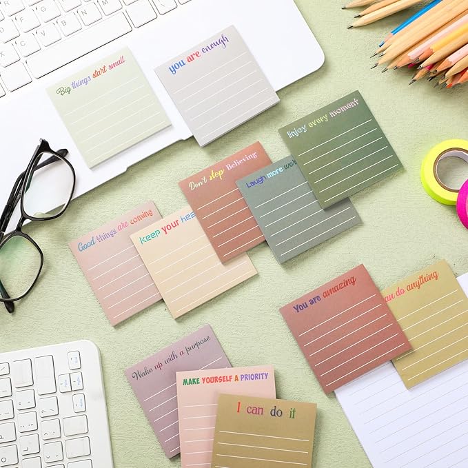 Yinder 24 Pcs Inspirational Sticky Notes Thank You Gift Motivational Sticky Note Pad Employee Appreciation Gift Bulk for Staff Coworker Teacher Nurse Office Groups 3 x 3'' (Inspirational,Boho)