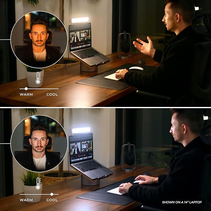 HumanCentric Premium Video Conference Lighting for Video Calls, HighBeam Pro Light for Zoom Meetings and Streaming, Upgrade Monitor Ring Light with LED Webcam Light, Dual Video Conference Light