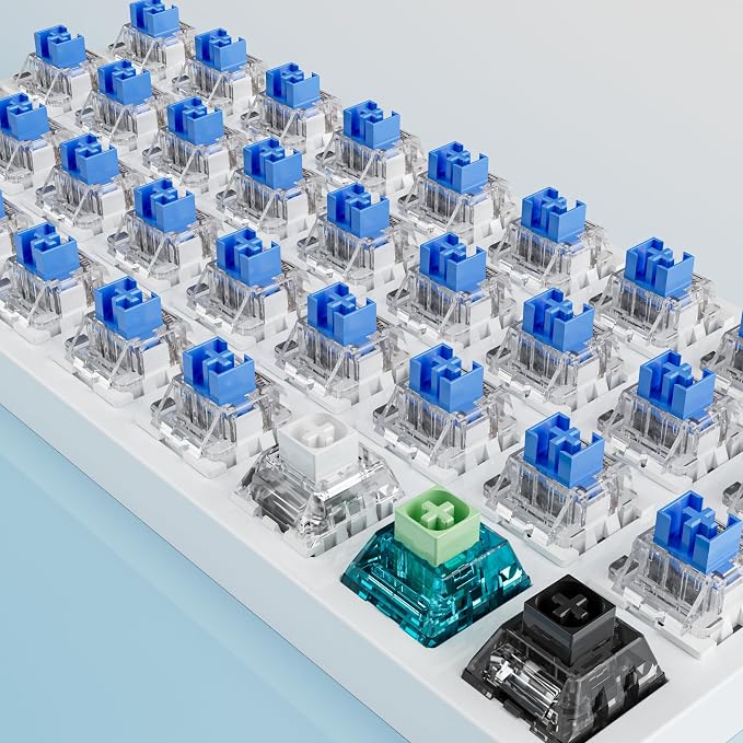 Outemu 108PCS Blue Clicky Mechanical Keyboard Switches,3-Pin Hot-Swappable Pre-Lubricated Switch with 3 Kailh Switches,Crisp Click Sound,for Gaming Keyboards & Clickers for 3D Prints