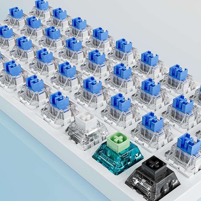 Outemu 90PCS Blue Clicky Mechanical Keyboard Switches,3-Pin Hot-Swappable Pre-Lubricated Switch with 2 Kailh Switches,Crisp Click Sound,for Gaming Keyboards & Clickers for 3D Prints