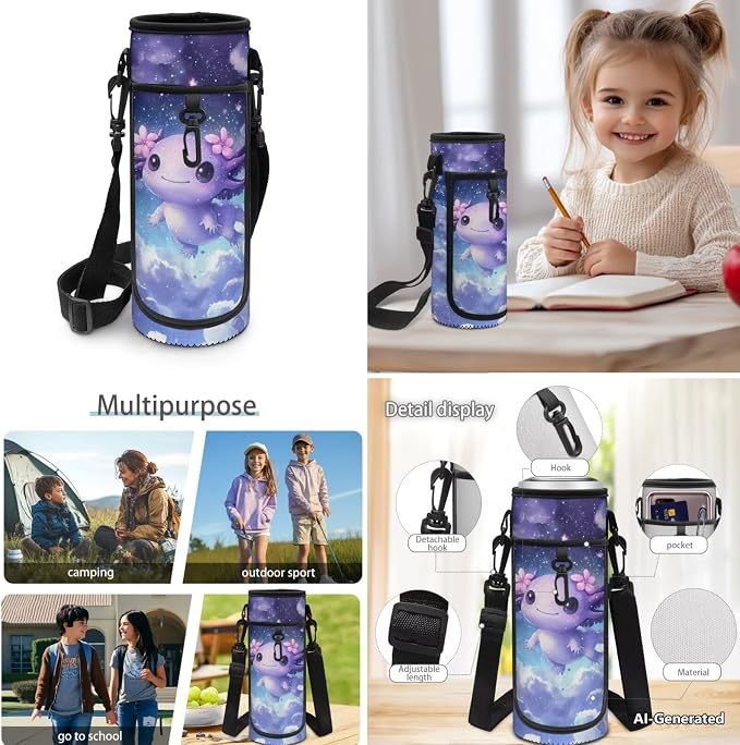Doojoayie Axolotl Backpack Lunchbox Set for Girls 2025 Trendy Kids Bookbag School Backpack for Girls 8-10 10-12 Lightweight Back Pack for Kids 2nd Grade School Bag