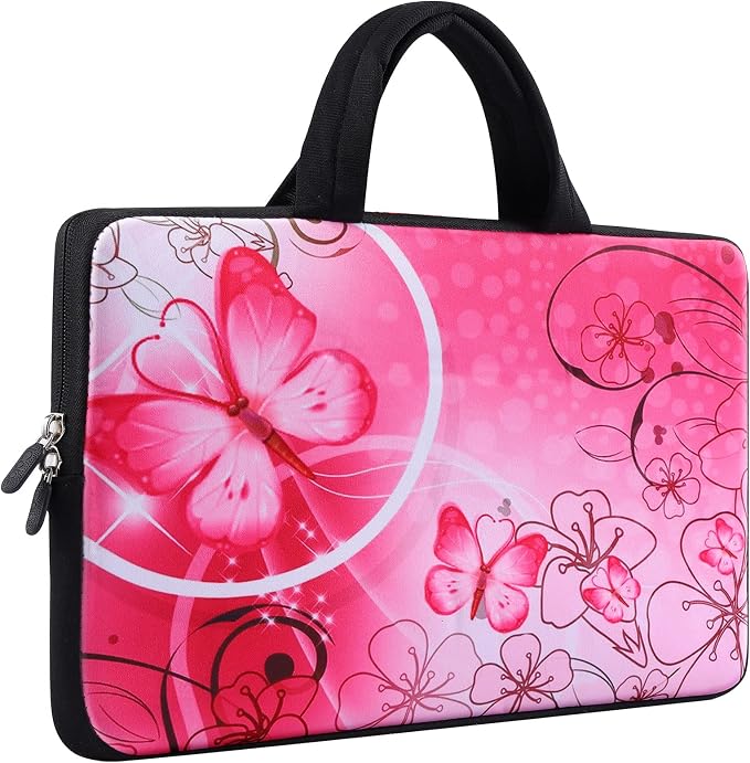 icolor 14 15 15.4 15.6 inch Laptop Handle bag Computer Protect Case Pouch Holder Notebook Sleeve Neoprene Cover Soft Carring Travel Case for Dell Lenovo Toshiba HP Chromebook ASUS Acer Pink ICB-10
