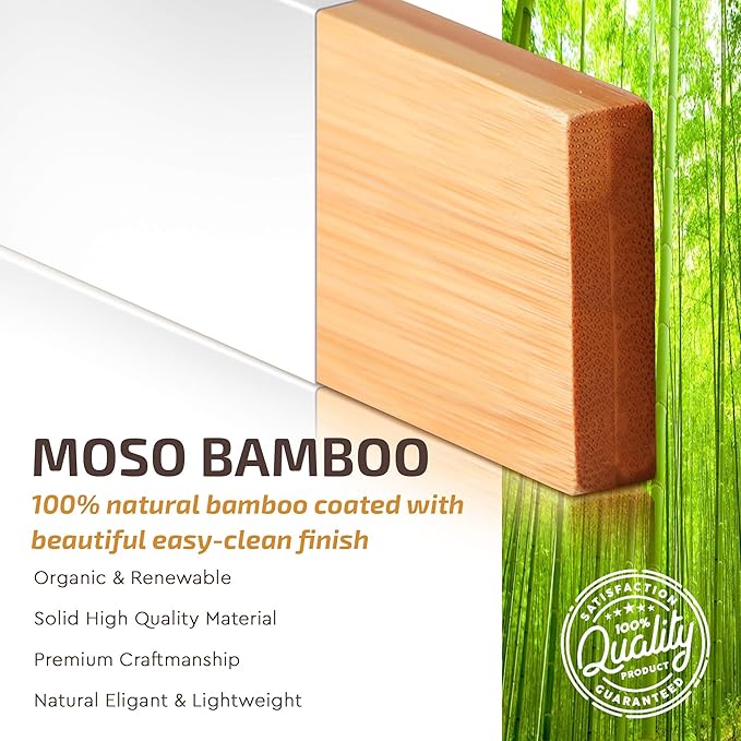 Bambüsi Bamboo Drawer Dividers 6 Pack - Deep Drawer Organizer, Adjustable 16 to 22 Inch Expandable Dividers, 2.6 Inch High Wood Separators for Kitchen, Clothes, Bedroom, Bathroom, Office - White