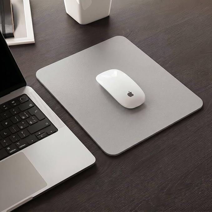 Leather Desk Pad Protector, Waterproof Mouse Pad, PU Desk Mat, Office Desk Cover, Desk Writing Mat for Office/Home/Work/Cubicle (Light Gray) 9x8 in