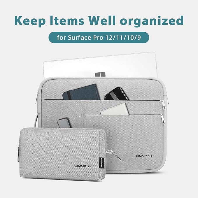 Omnpak Surface Pro 11 Case,13 inch Laptop Sleeve for Surface Pro 12/11/10/9/8/X/7/6/5/4/3 with Side Handle Strap and Accessory Pocket,Recycled PET Laptop Carrying Bag