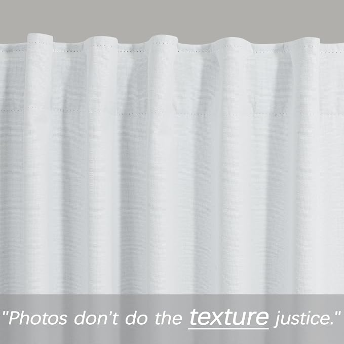 KOUFALL White Back Tab Linen Blackout Curtains for Living Room 52x94 Inches Long