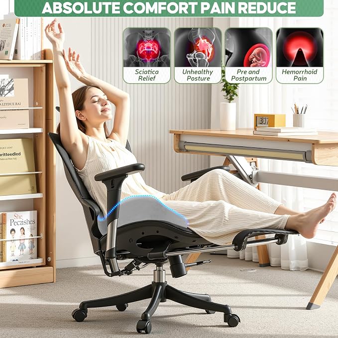 Benazcap Memory Foam Seat Cushion, Ergonomic Office Chair Pressure Relief | Premium memory foam cushion with breathable cover, ergonomic design for office chairs, cars, wheelchairs.