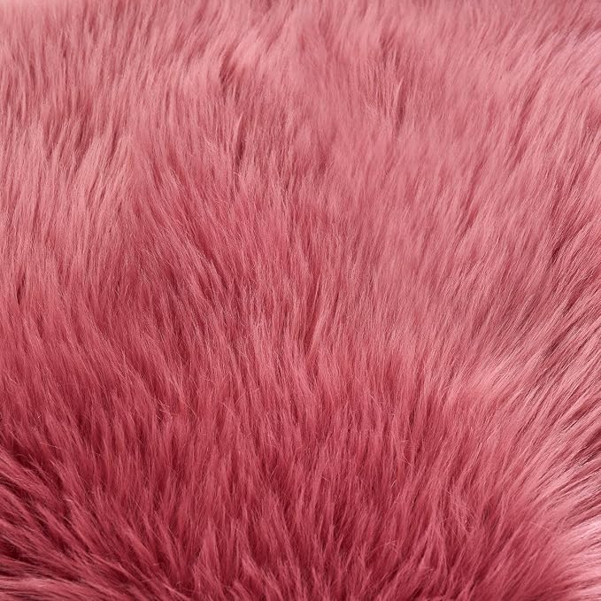 EasyJoy Ultra Soft Fluffy Shaggy Area Rug Faux Fur Rug Chair Cover Seat Pad Fuzzy Area Rug for Bedroom Floor Sofa Living Room (2 x 6 ft Sheepskin, BlushPink)