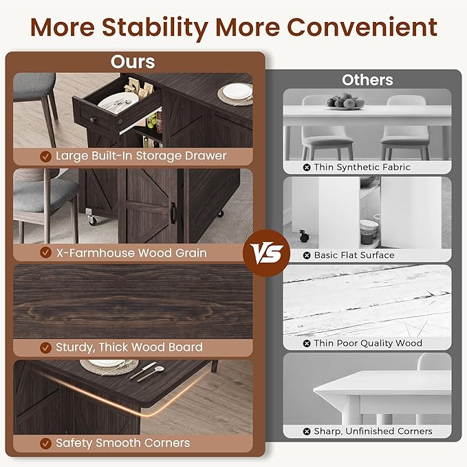Space Saving Folding Dining Table for 2-4, Farmhouse Foldable Dining Table with Drawer and Storage Shelf, 6 Wheels Drop Leaf Kitchen Dining Room Table for Small Space (Walnut 47.2" x 23.6" x 29.5")