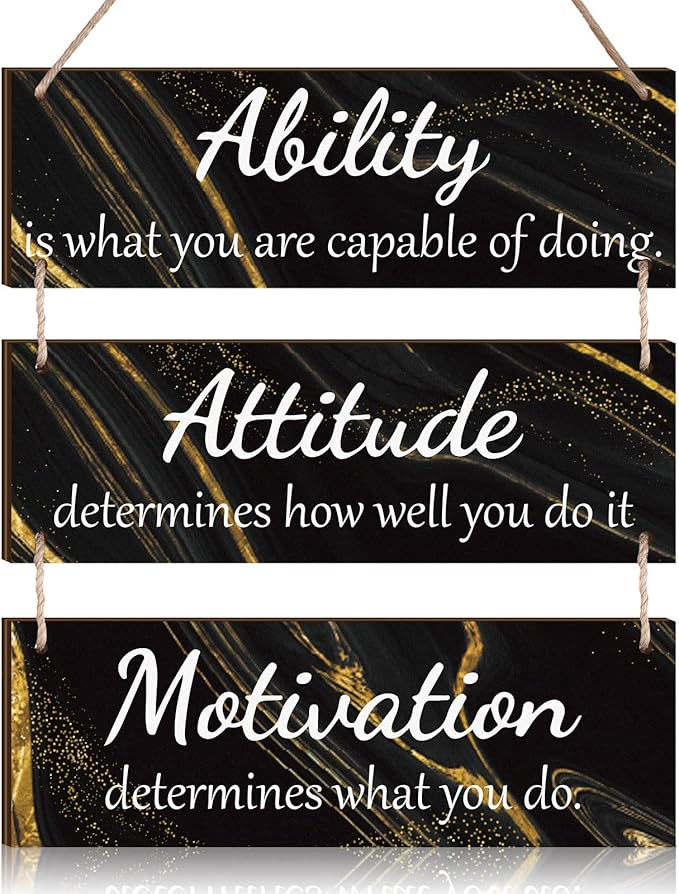 Jetec Office Wall Decor Sign Inspirational Motivational Plaques with Sayings Rustic Wooden Hangings Ability Sign for Coworker Holiday Gift Office Home Artwork Decoration(Black)