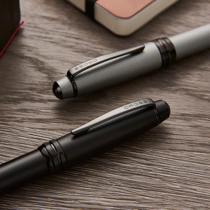 Cross Bailey Matte Black Lacquer Rollerball Pen - Refillable Pen for Smooth Writing - Well-Balanced, Distinctive Design - Easy Handling - Comfortable Grip - Gift-Ready Black Ink