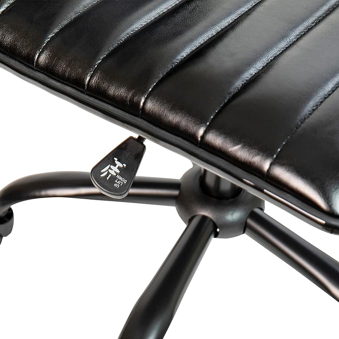 Flash Furniture Alan Office Task Chair - Black Vinyl - Black Frame - Armless - Ribbed Back and Seat - Low Back Design