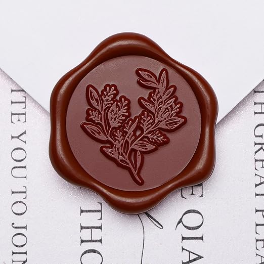 UNIQOOO Wax Seal Stickers - Eucalyptus Wedding Invitation Envelope Seal Sticker, 50 Pcs Self- Adhesive Deep Burgendy Stickers, Perfect for Invitation, Christmas, Gift Wrapping, Party