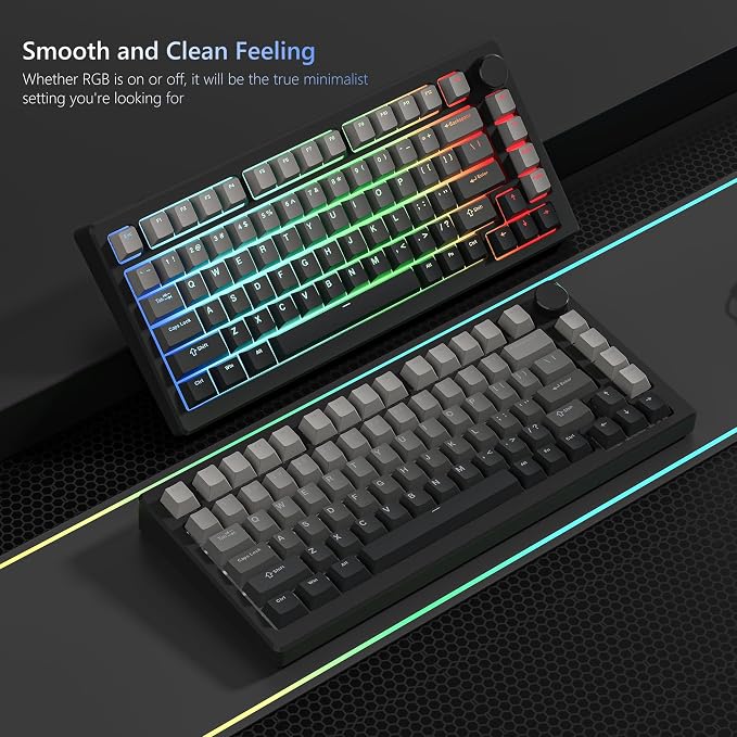 Womier Shine Through PBT Keycaps 60 75 100 Percent Cherry Profile, Custom Key Cap Doubleshot Keycaps Set, Universal Compatiability for Cherry Gateron MX Switches Keyboard, Gradient Gray