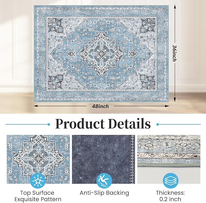 Office Chair Mat for Hardwood Floor & Tile Floor,36"X 48" Heavy Duty Desk Chair Mat for Hard Floors, Under Desk Rug for Rolling Computer Chair,Anti Slip,Low Pile Carpet Floor Protector-Blue
