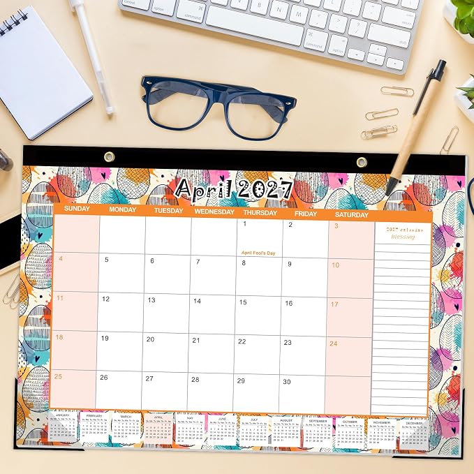 GuassLee Desk Calendar 2026-2027, Desktop Calendar Monthly Pages 17" x 11.5" Runs from Jun.2026 to Dec. 2027-19 Monthly Hanging Calendar with Corner Protectors for School, Home and Office