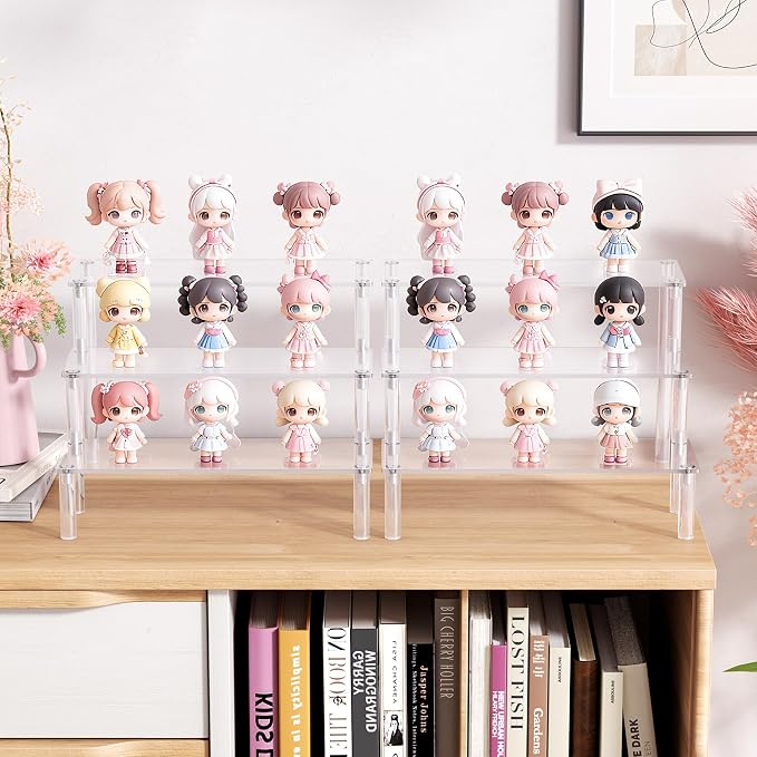 2 Packs Acrylic Display Stand Riser,3 Tier Perfume Organizer Cupcake Stand | Acrylic Pop Shelves Holder,Clear Desk Display Shelf for Figure,Trinket,Collectibles,Dessert Tray Stands for Party Decor-7.9in