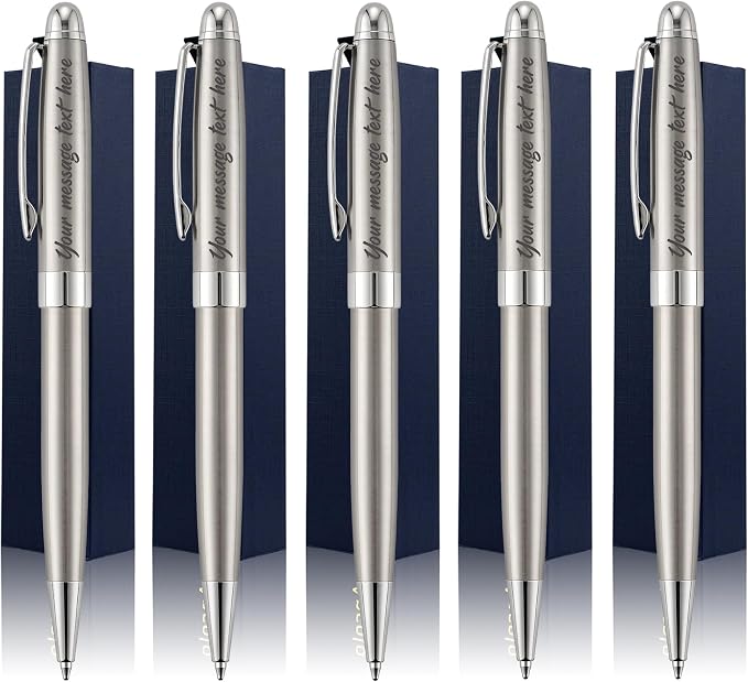 Ancolo Personalized Executive Business Pens - Medium Point Black Ink with 10 Extra Refills Custom with Your Name or Message, Gift for Students/Teacher/Manager/Lawyer/Professor 5PCS/Pack