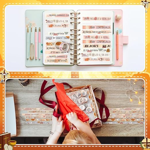24 Rolls Back to School Christian Washi Tape Gifts Bulk Graduation VBS Religious Scripture Bible Verse Boho Faith Washi Tape for Bible Journaling Crafting Students BibleStudy Stationery
