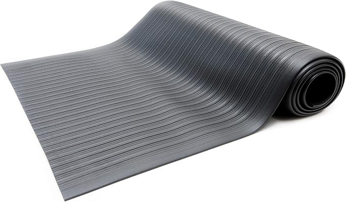 Bertech - AFRB38-3x5BLKBEV Anti Fatigue Floor Mat (Made in USA), 3 Feet Wide x 5 Feet Long x 3/8 Inches Thick, Ribbed Pattern Top, Black, Bevelled on All Four Sides, RoHS and REACH Compliant