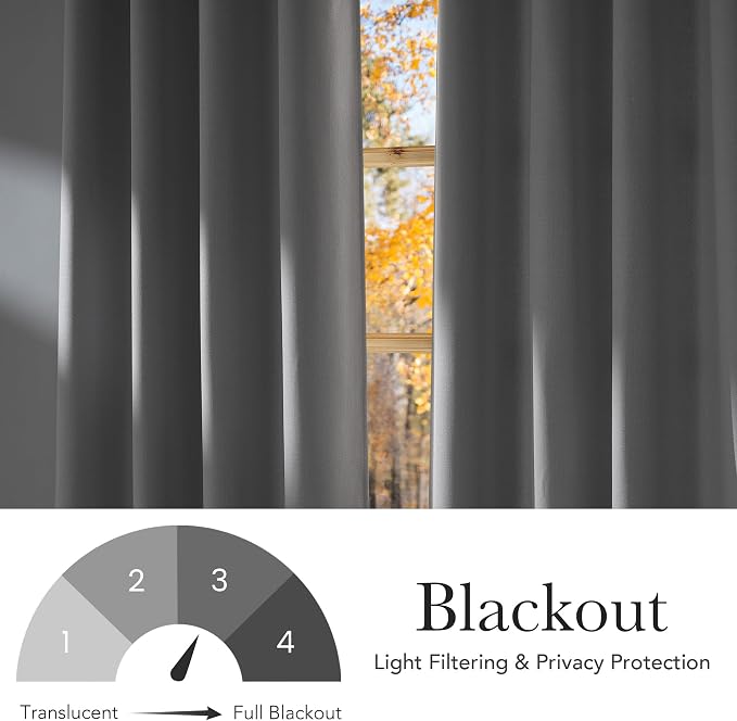 NICETOWN Room Darkening Greyish White Curtains 84 inches Long for Living Room - Privacy Panels for Bedroom, Modern Farmhouse Style Home Decor Grommet Top, 2 Panels, W42 by L84