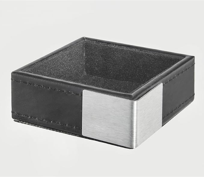 Artistic ART43015 Architect Line Leather-Like Paper Clip Cup, Black with Brushed Metal & Matching Black Stitching and Velvet-Like Lining