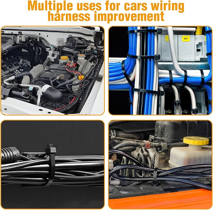GOOACC Push Mount Cable Zip Ties Heavy Duty Nylon 4 Popular Sizes | Self-Locking Cable Strap Assortment for Indoor Outdoor Wire Tying Construction and Automotive Wiring 120 PCS