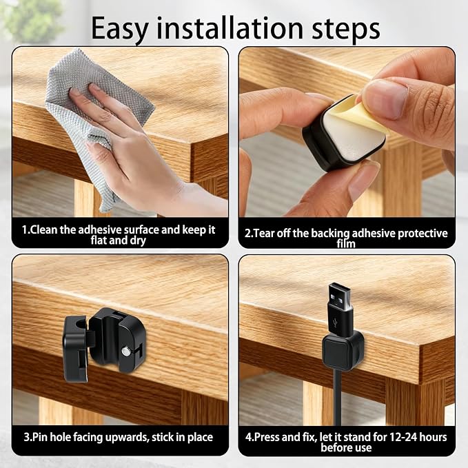 Magnetic Cable Clips 80 Pack Cord Organizer Holder - Adjustable Cord Holder Management, Spring Cable Holder Clips for Home Office,Desk,Phone,Wall,Desktop,Nightstand,Appliance