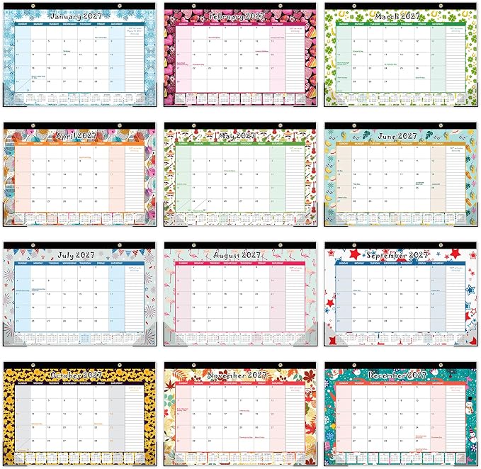 GuassLee Desk Calendar 2026-2027, Desktop Calendar Monthly Pages 17" x 11.5" Runs from Jun.2026 to Dec. 2027-19 Monthly Hanging Calendar with Corner Protectors for School, Home and Office