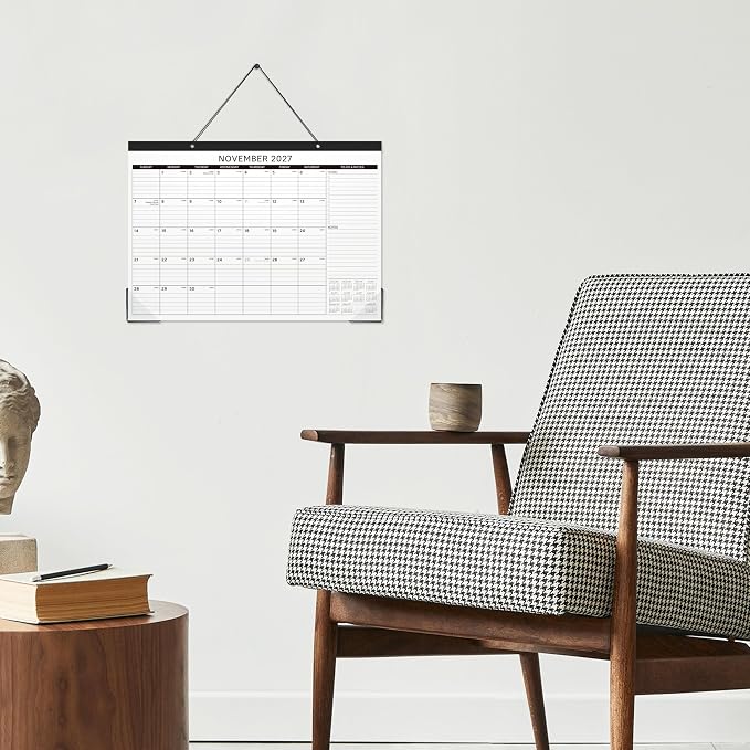 Desk Calendar 2026-2027 - 18 Months Desk Calendar 2026-2027, Jul 2026 - Dec 2027, 2026-2027 Calendar with 17" x 12" Thick Paper, Twin-Wire Binding & Hanger, Julian Dates