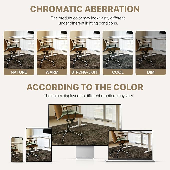 36"x48" Office Chair Mat for Hardwood Tile Floor, Under Desk Carpet Protector for Rolling Computer Chair Mat, Machine Washable Area Rug, Anti-Slip 1/5" Thick Low Pile Thin Vinyl Floor Mat, Brown