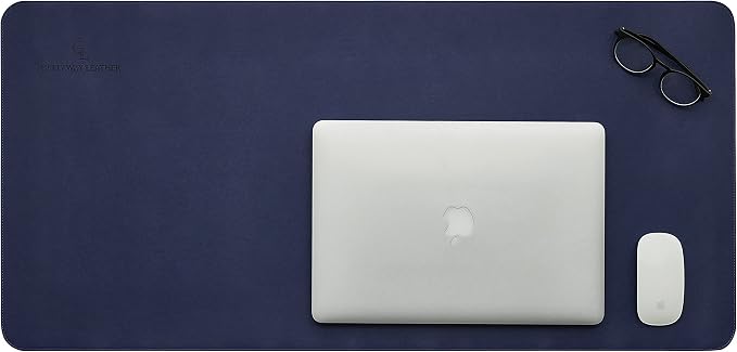 Gallaway Leather Desk Mat,Desk Writing Pad - Office Desk Pad, Large 36" x 17" Navy Blue, Desk Mats on Top of Desks, Gift Ready Elegant Computer Desk Mat Desk Cover Desk Pad Protector PU Leather
