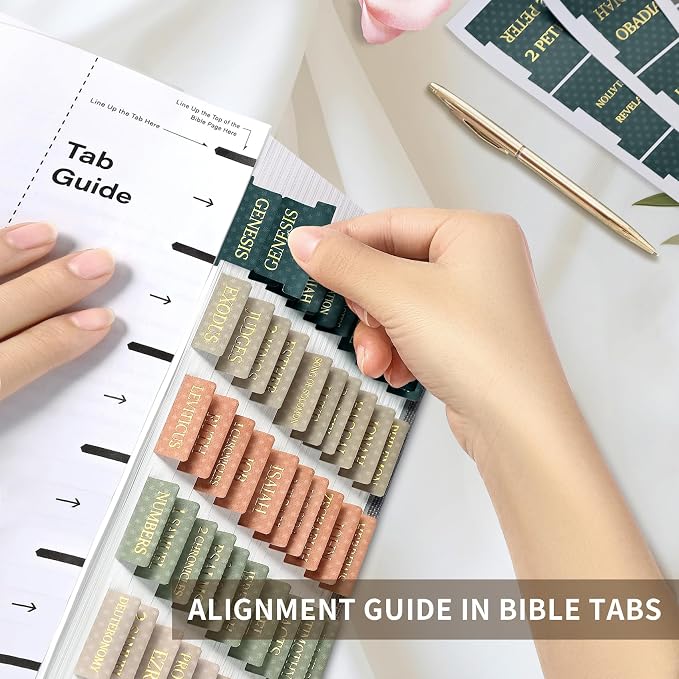 Bible Tabs for Women & Men, Bible Tabs for Study Bible, Large Print Neutral Bible Tabs for Easy Navigation, Bible Index Tabs, 66 Tabs Old & New Testament, Extra 9 Blank Tabs - Starry