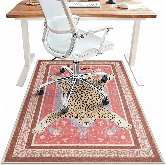 36"x48" Office Chair Mat for Hardwood Tile Floor, Under Desk Carpet Protector for Rolling Computer Chair Mat, Machine Washable Area Rug, Anti-Slip 1/5" Thick Low Pile Thin Floor Mat, Desert Green