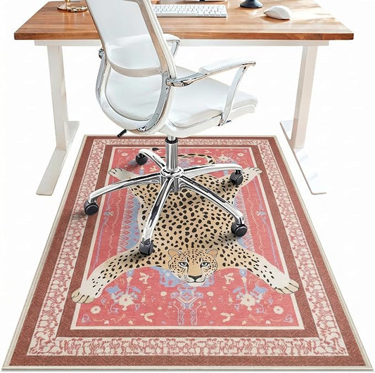 48"x72" Office Chair Mat for Hardwood Tile Floor, Under Desk Carpet Protector for Rolling Computer Chair Mat, Machine Washable Area Rug, Anti-Slip 1/5" Thick Low Pile Thin Floor Mat, Desert Green