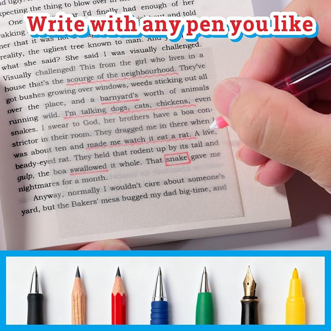 Gel Pen Friendly Transparent Sticky Notes - Translucent Matte Clear Pads for Annotating Books, 3x3 in, 4 Pads 200 Sheets, Quick Dry Smudge-Free See Through Notes