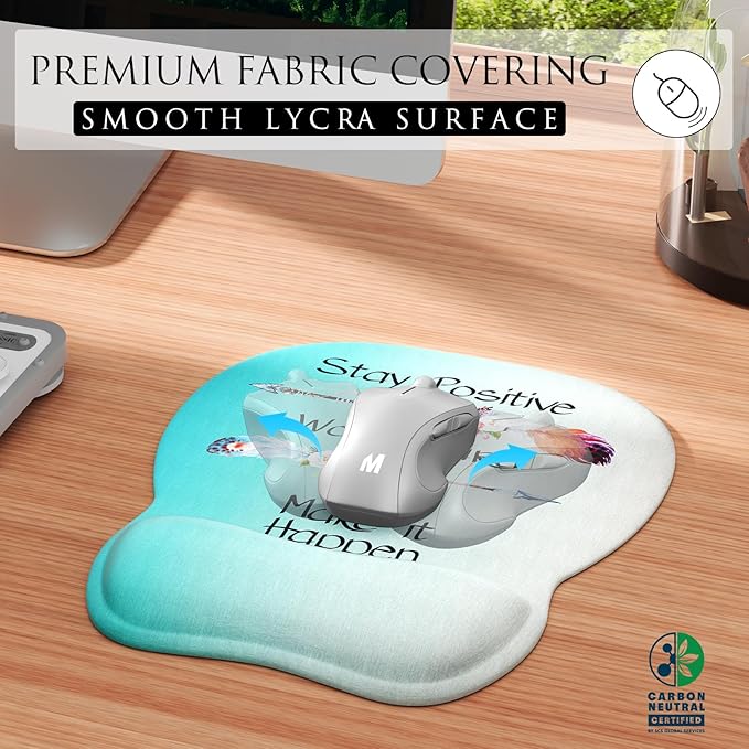MROCO Ergonomic Mouse Pad with Gel Wrist Rest, Smooth Wrist Support Surface, Non-Slip PU Base for Pain Relief, Comfortable Mousepad for Computer, Laptop, Office & Home, 9.4 x 8.1 in, Feather Arrow
