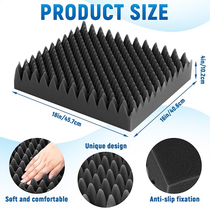 Geiserailie 2 Pcs Egg Foam Pad Eggs Chair Cushion to Relieve Back Foam Seat Cushion Chair Accessories Pad for Office Recliner Wheelchair Home Car (18 x 16 x 4 Inches Egg-Shaped,Black Gray)