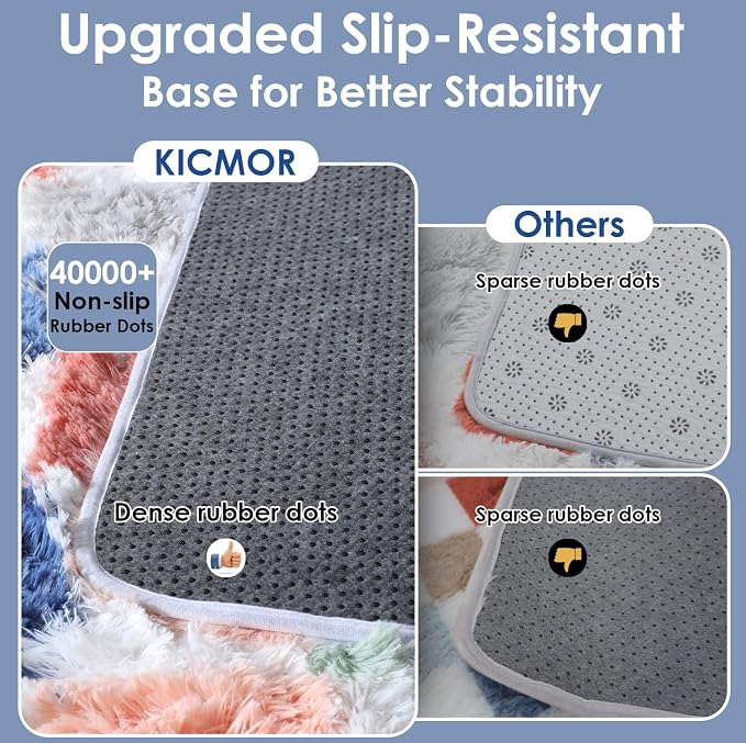KICMOR 8x10 Area Rugs for Living Room, Large Fluffy Soft Colorful Checkered Shag Shaggy Fuzzy Carpet for Bedroom, Indoor Big Plush Rainbow Rug for Kids Boys Girls Dorm Nursery Home Decor Aesthetic