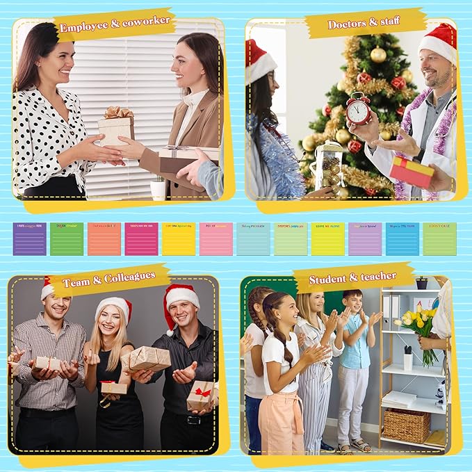 Yinder 24 Pcs Inspirational Sticky Notes Thank You Gift Motivational Sticky Note Pad Employee Appreciation Gift Bulk for Staff Coworker Teacher Nurse Office Groups 3 x 3'' (Funny,Dark Color)
