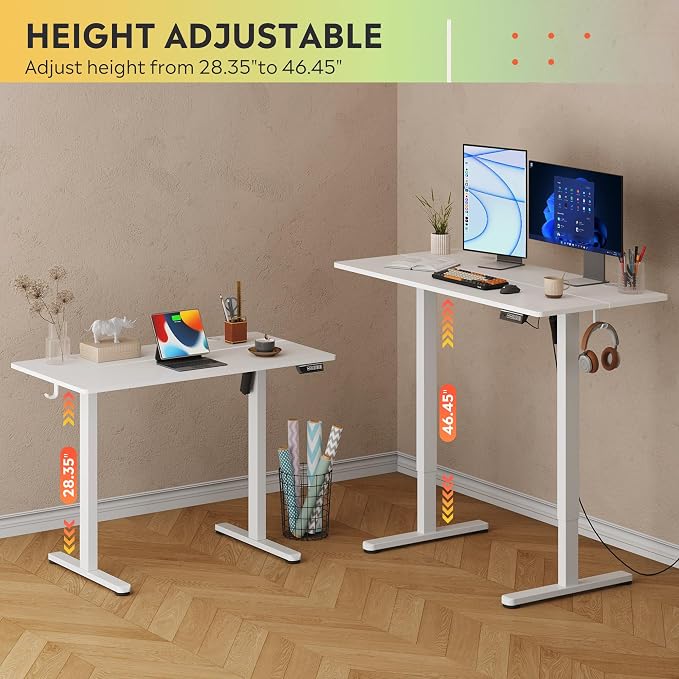 DEVAISE 48 Inch Standing Desk with Split Top, Ergonomic Computer Desk, White